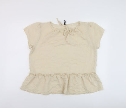 Womens UK Size 12 Peppercorn Beige Basic Blouse