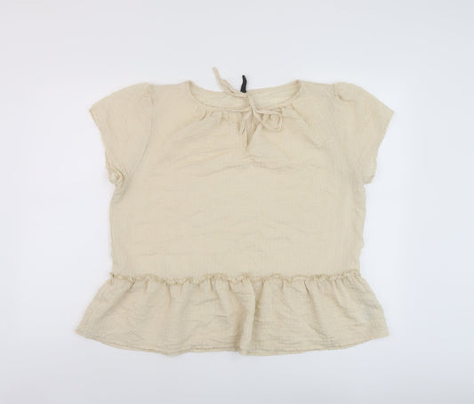 Womens UK Size 12 Peppercorn Beige Basic Blouse