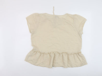 Womens UK Size 12 Peppercorn Beige Basic Blouse