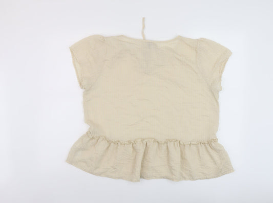 Womens UK Size 12 Peppercorn Beige Basic Blouse