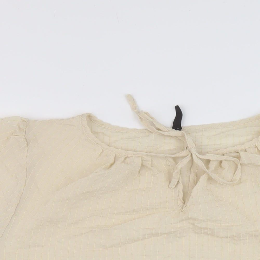 Womens UK Size 12 Peppercorn Beige Basic Blouse