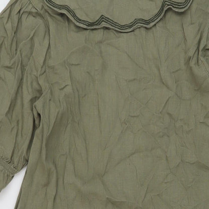 NEXT Womens Green Viscose Shirt Dress Size 10 V-Neck Button