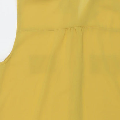Favo Look Womens Yellow Polyester Basic Blouse Size 2XL Collared