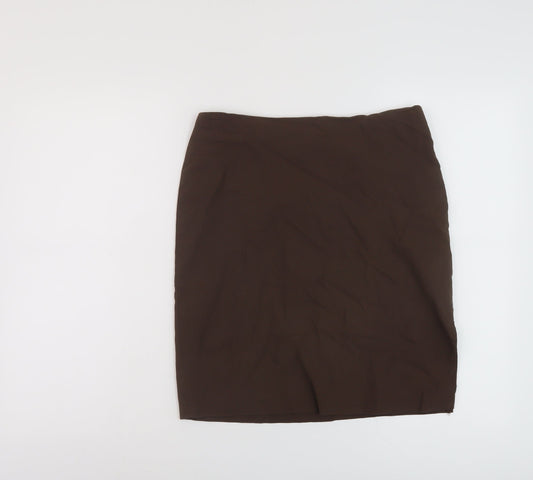 Bay Womens Brown Viscose Mini Skirt Size 14 Zip