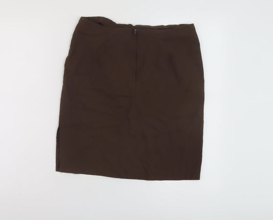 Bay Womens Brown Viscose Mini Skirt Size 14 Zip