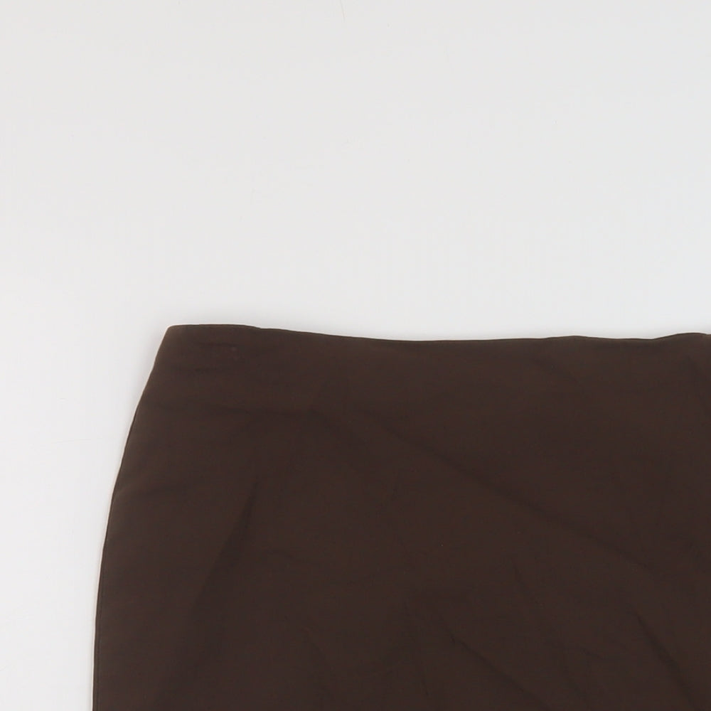 Bay Womens Brown Viscose Mini Skirt Size 14 Zip