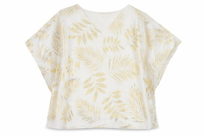 MCo Womens White Geometric Polyester Basic Blouse Size 14 V-Neck