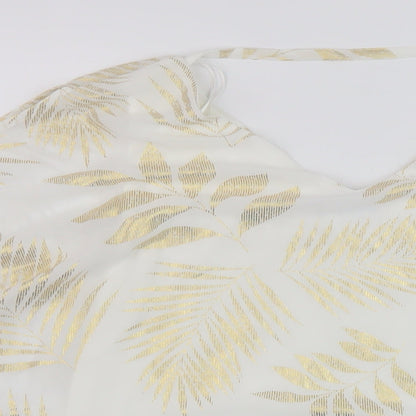 MCo Womens White Geometric Polyester Basic Blouse Size 14 V-Neck
