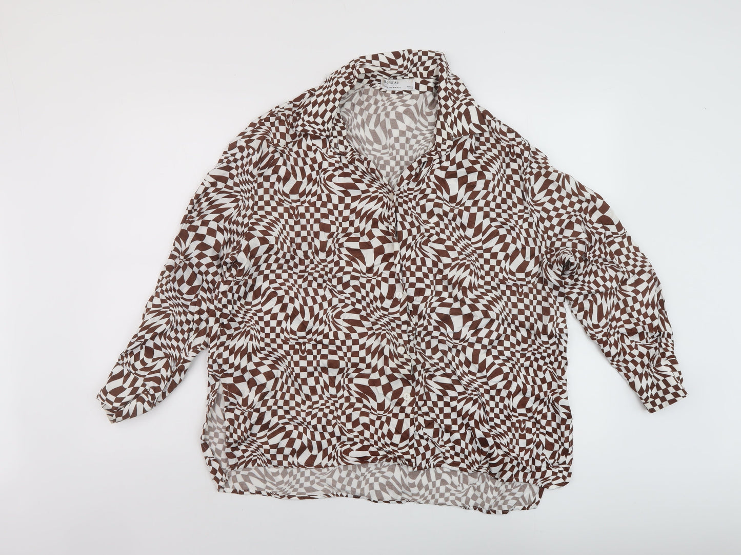 Womens UK Size M Bershka Brown Basic Blouse