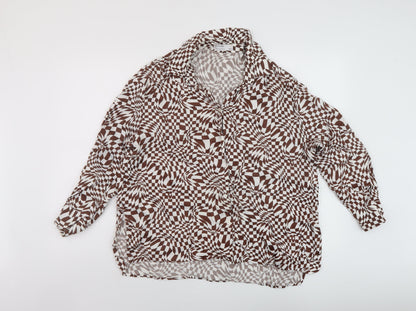 Womens UK Size M Bershka Brown Basic Blouse