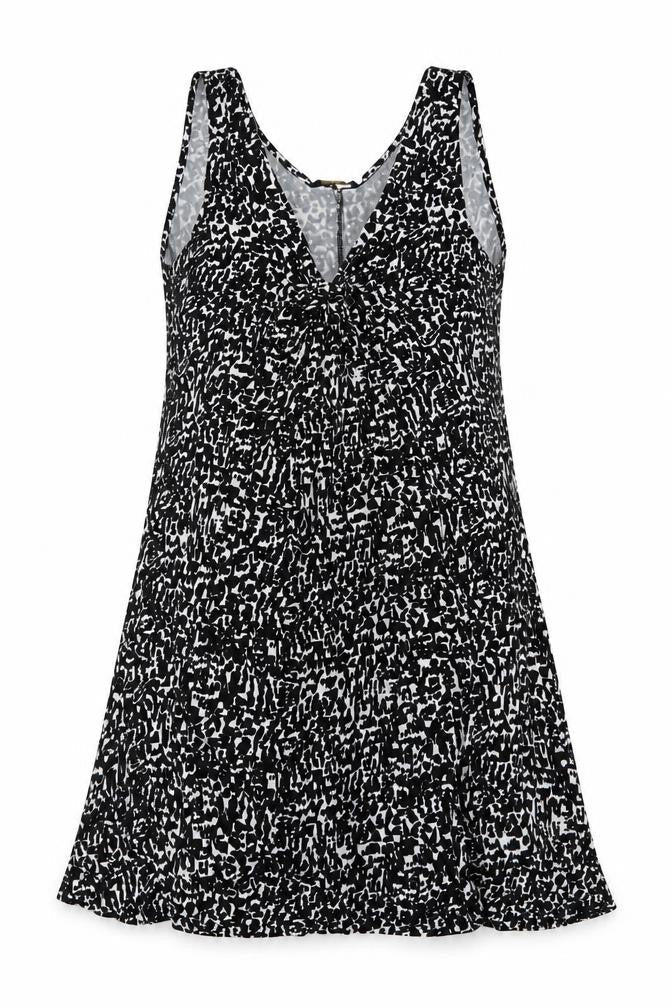 Marks and Spencer Womens Black Geometric Viscose A-Line Size 12 V-Neck Pullover