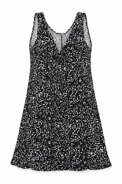Marks and Spencer Womens Black Geometric Viscose A-Line Size 12 V-Neck Pullover