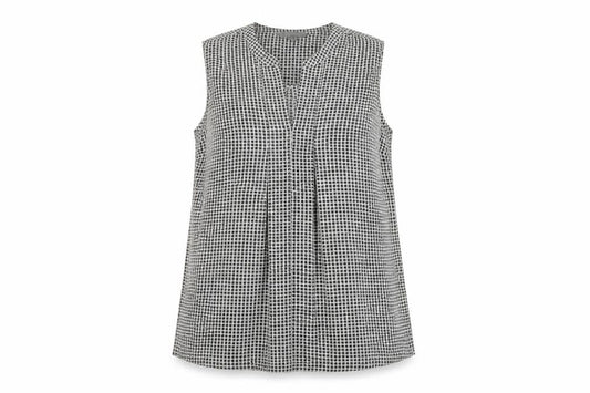 Front view of Principles women’s white geometric polyester basic blouse, size UK 12, v-neck