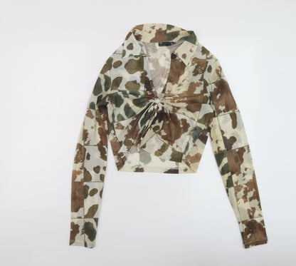 Womens UK Size 12 ASOS Brown Cropped Blouse