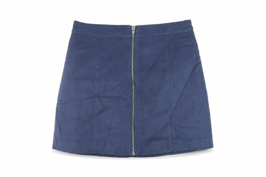 Hm7 Womens Blue Polyester Mini Skirt Size 8 Zip