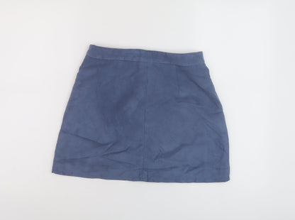 Hm7 Womens Blue Polyester Mini Skirt Size 8 Zip
