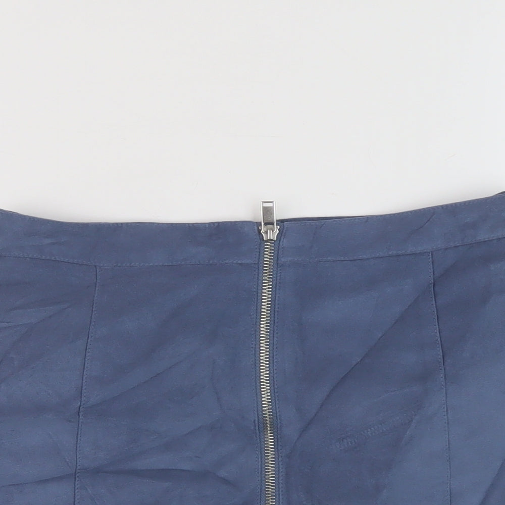 Hm7 Womens Blue Polyester Mini Skirt Size 8 Zip