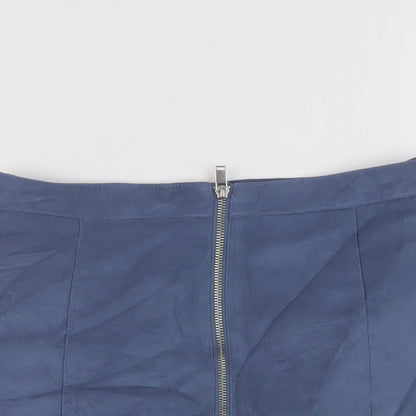 Hm7 Womens Blue Polyester Mini Skirt Size 8 Zip