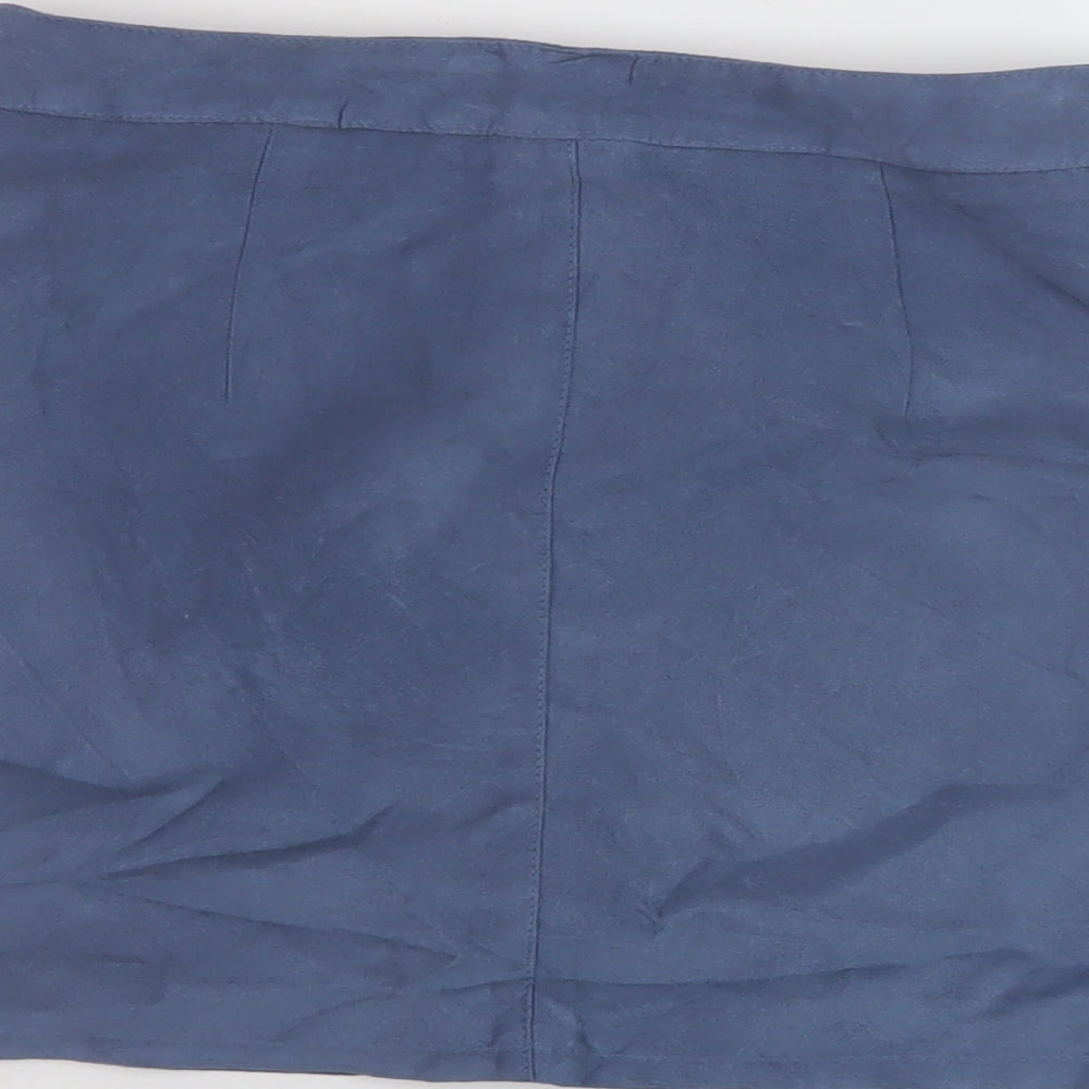 Hm7 Womens Blue Polyester Mini Skirt Size 8 Zip