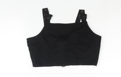 Womens UK Size 10 Topshop Black Cropped Blouse