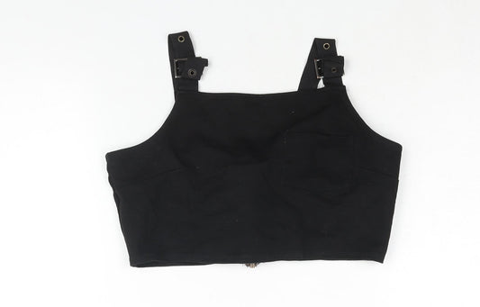 Womens UK Size 10 Topshop Black Cropped Blouse