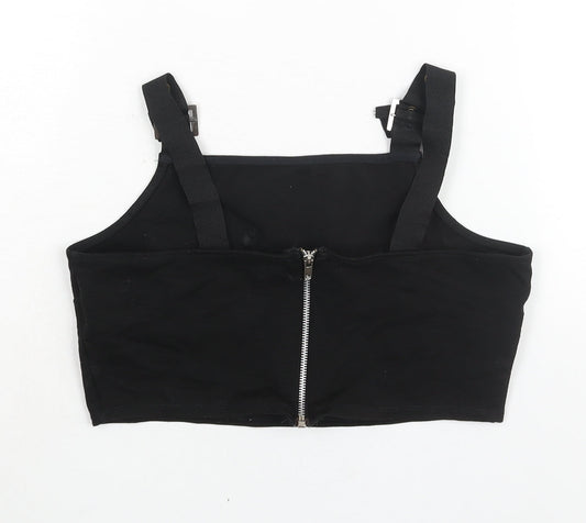 Womens UK Size 10 Topshop Black Cropped Blouse