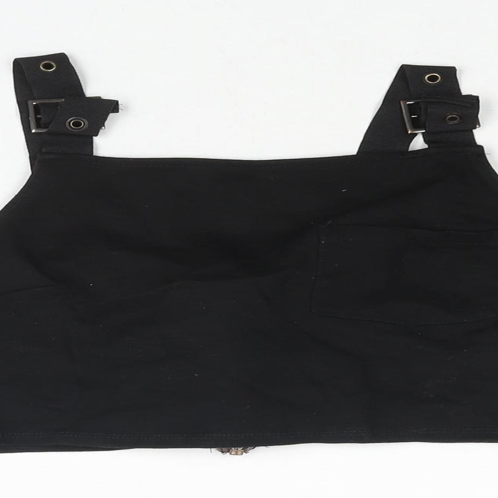 Womens UK Size 10 Topshop Black Cropped Blouse