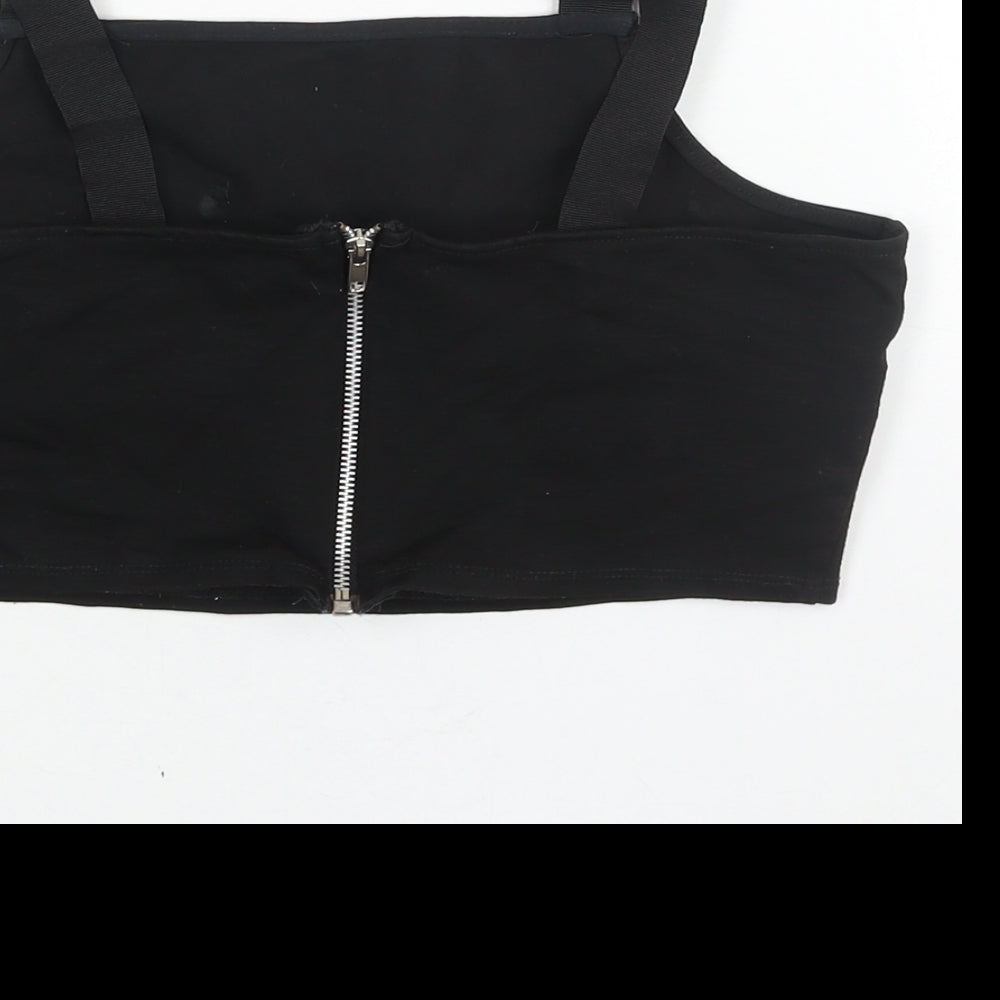 Womens UK Size 10 Topshop Black Cropped Blouse