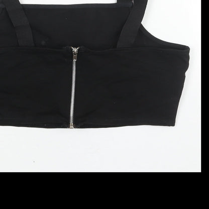 Womens UK Size 10 Topshop Black Cropped Blouse
