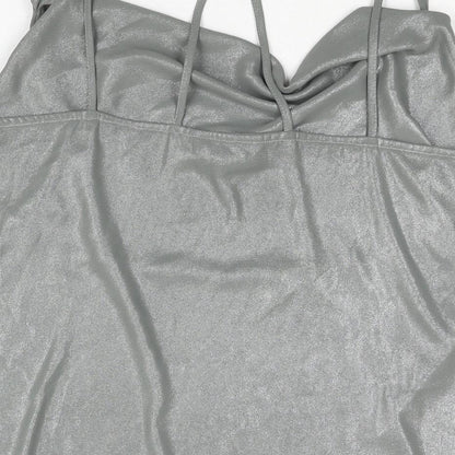 New Look Womens Gold Polyester Camisole Blouse Size 16 Cowl Neck - Glitter