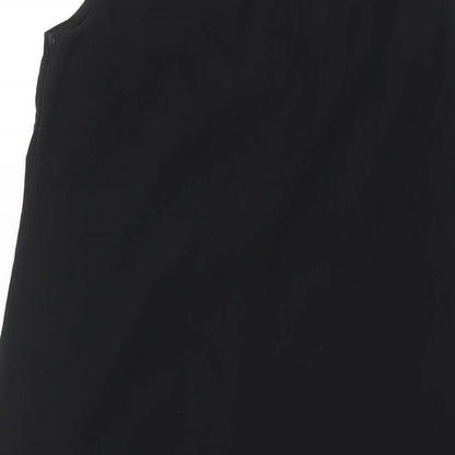 Lipsy Womens Black Polyester Shift Size 8 Round Neck Button - Waterfall Frill