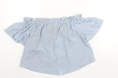 Womens UK Size 6 Missguided Blue Basic Blouse