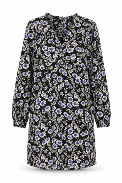 NEXT Womens Multicoloured Floral Viscose Shift Size 12 V-Neck Zip - Twist Detail