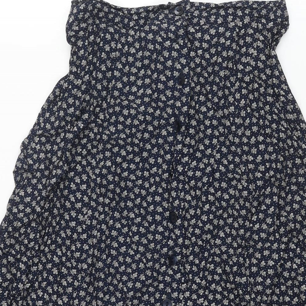 Principles Womens Blue Geometric Polyester Flare Skirt Size 24 in Button