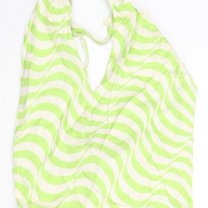 Zara Womens Green Geometric Polyester Mini Size M Halter Zip