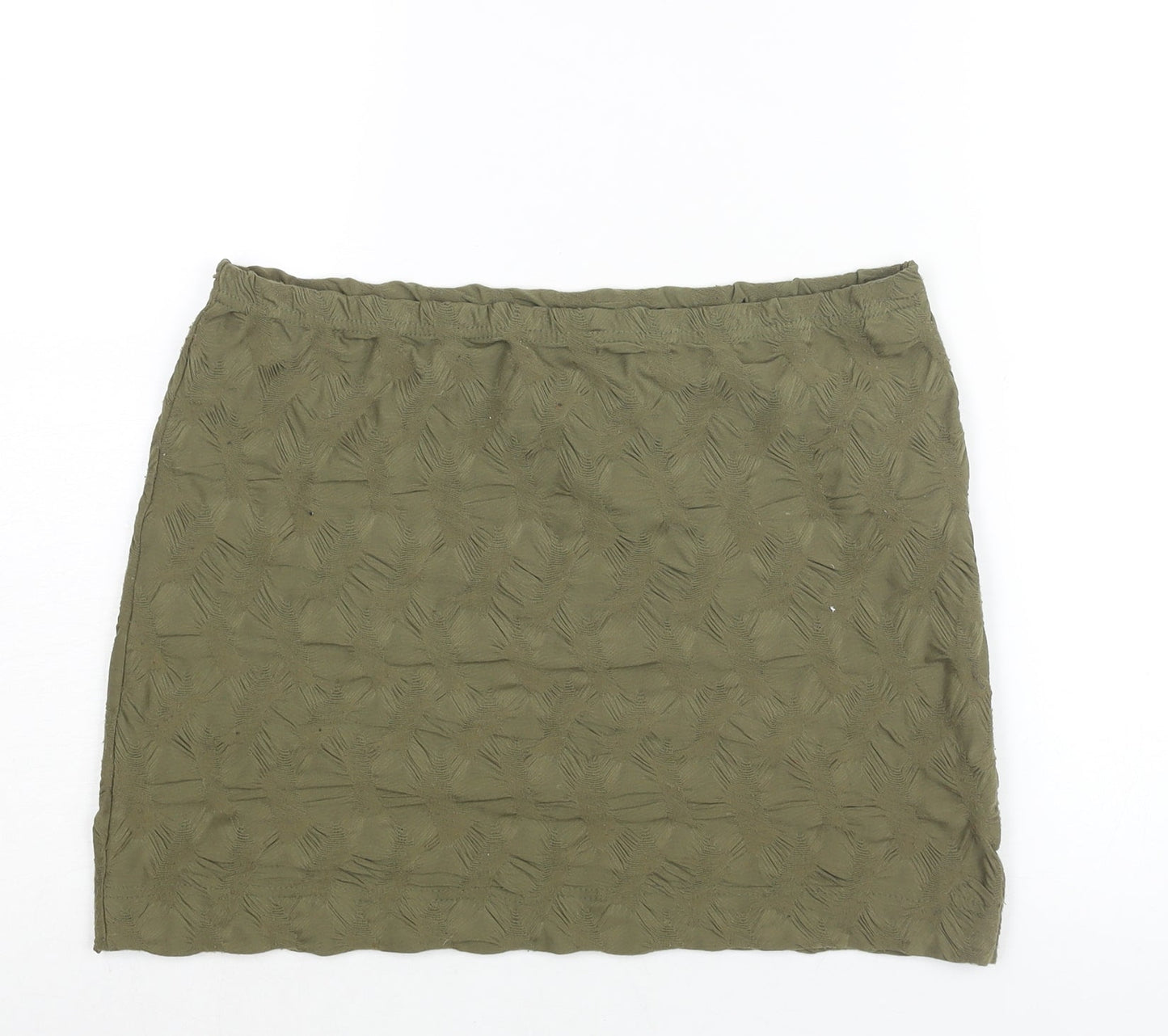 H&M Womens Green Polyester Mini Skirt Size M - Textured
