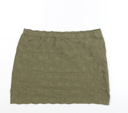 H&M Womens Green Polyester Mini Skirt Size M - Textured