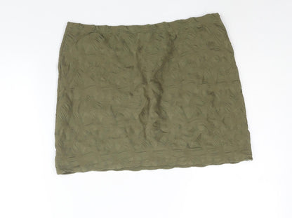 H&M Womens Green Polyester Mini Skirt Size M - Textured