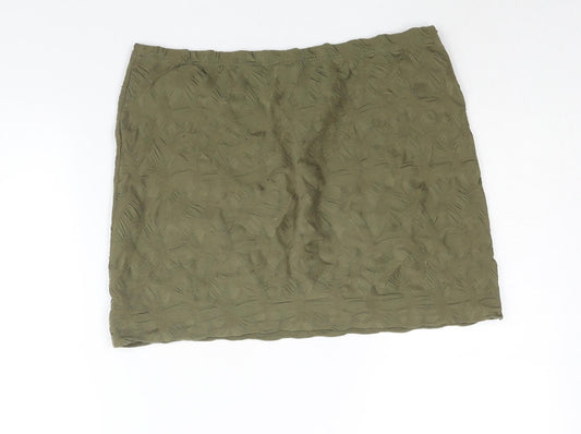H&M Womens Green Polyester Mini Skirt Size M - Textured