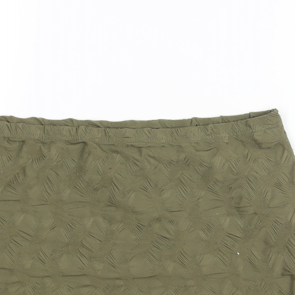 H&M Womens Green Polyester Mini Skirt Size M - Textured