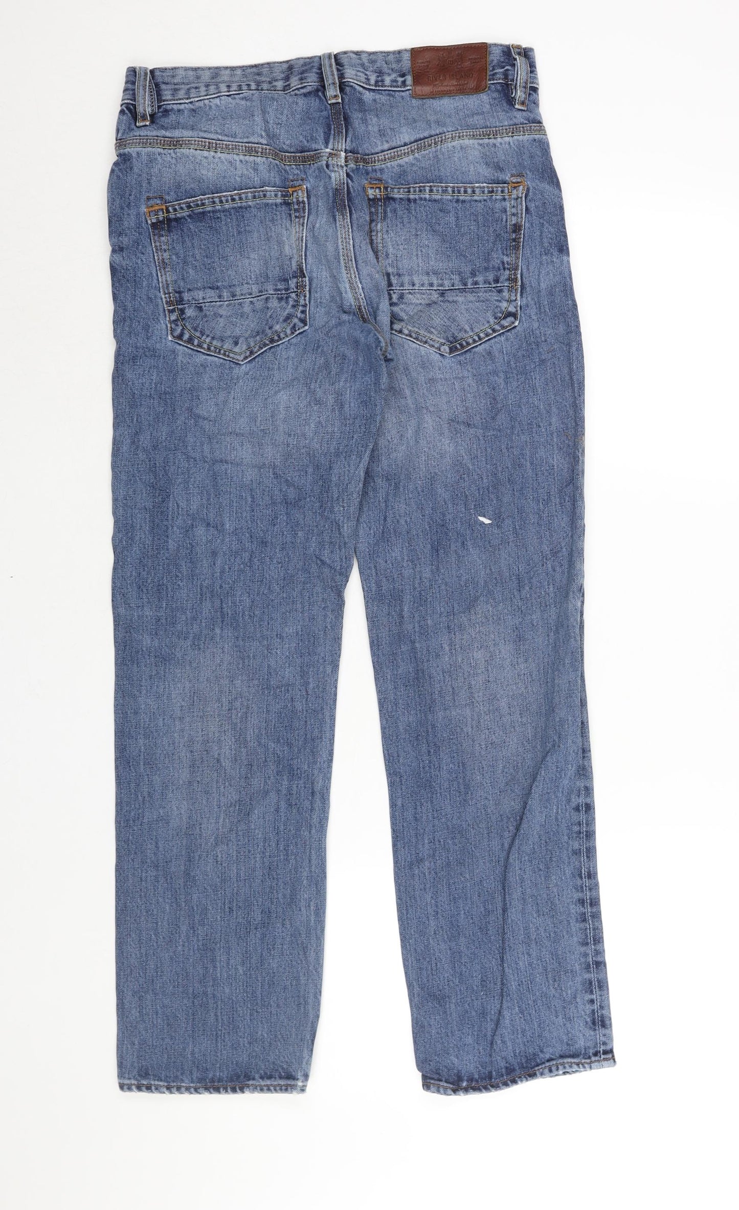 Mens UK Size 30 in River Island Regular Fit Straight Blue Jeans