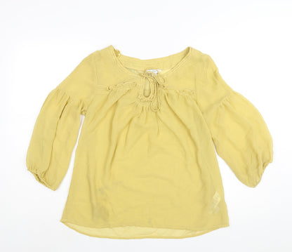 Womens UK Size 12 New Look Yellow Basic Blouse