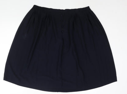 Bonmarché Womens Blue Polyester Pleated Skirt Size 18 - Button Detail