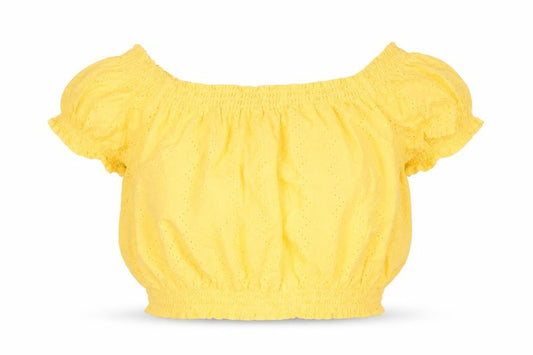 Womens UK Size 12 Divided by H&M Yellow Cropped Blouse