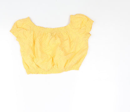 Womens UK Size 12 Divided by H&M Yellow Cropped Blouse