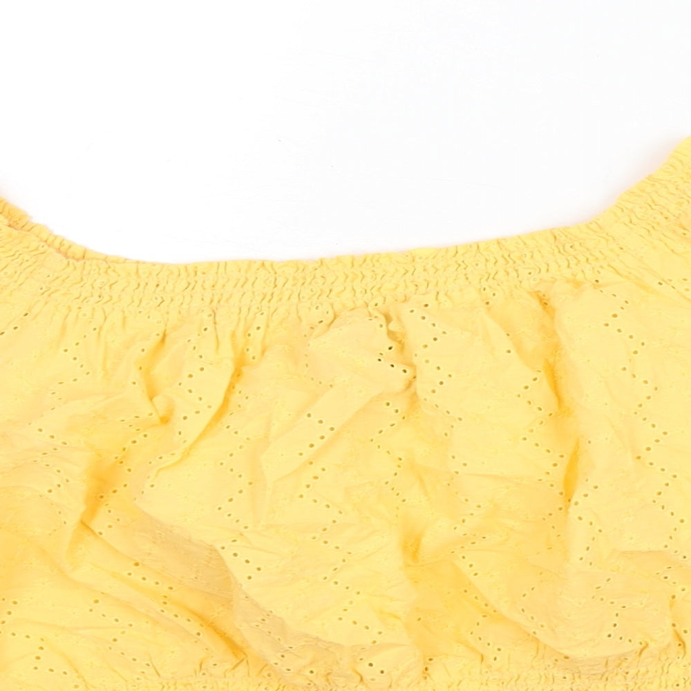 Womens UK Size 12 Divided by H&M Yellow Cropped Blouse
