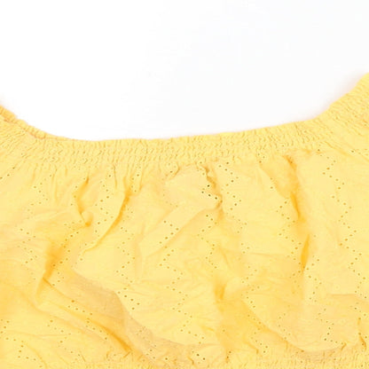 Womens UK Size 12 Divided by H&M Yellow Cropped Blouse