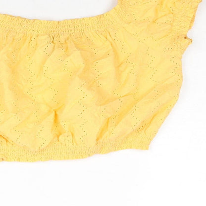 Womens UK Size 12 Divided by H&M Yellow Cropped Blouse