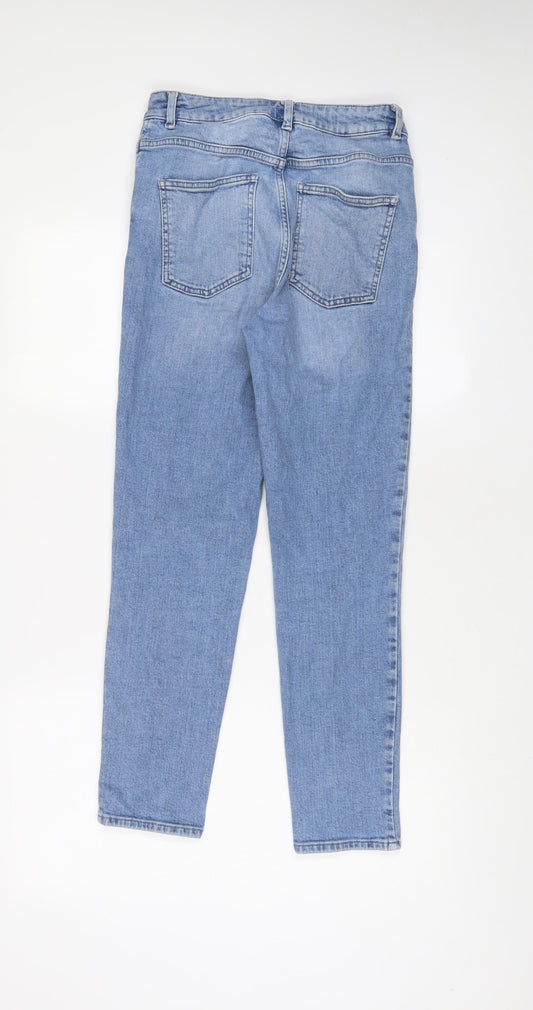 ASOS Womens Blue Cotton Straight Jeans Size 28 in L30 in Regular Zip