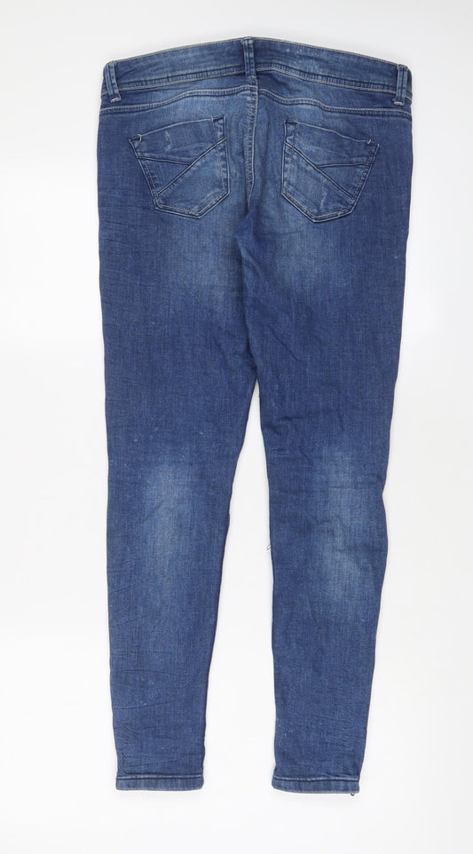 Denim & Co. Womens Blue Cotton Skinny Jeans Size 10 L29 in Regular Zip - Ankle Zips
